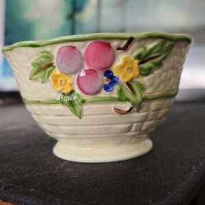 Floral Embossed Ceramic Sugar Bowl